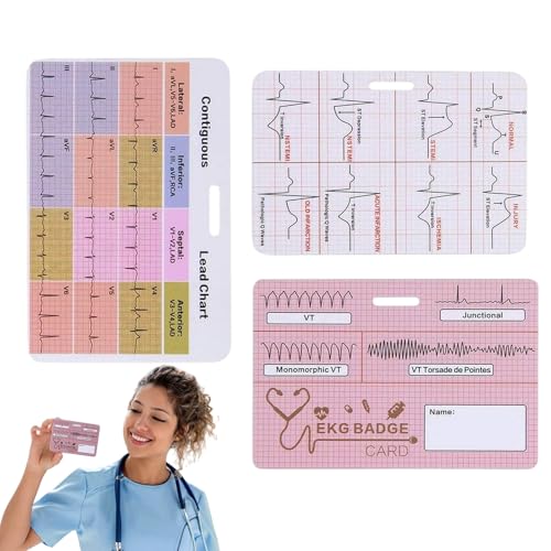EKG Abzeichenkarte, EKG Interpretation - Schnelle Interpretation von EKG,3x EKG Nursing Reference Guide Klinische ICU Telemetrie RN Herzzubehör und Lieferungen für Laborwert EKG Abzeichenkarte, EKG Interpretation - Schnelle Interpretation von EKG,3x EKG Nursing Reference Guide Klinische ICU Telemetrie RN Herzzubehör und Lieferungen für Laborwert von Salyeeluly