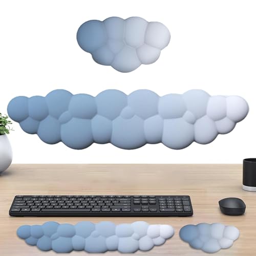 Salyeeluly Cloud-Tastatur-Handgelenkauflage,Cloud-Handgelenkauflage - 2 Stück Schreibtisch-Wolken-Handgelenkpolster,Bequeme Handballenauflage aus -Schaum, rutschfeste niedliche Tastaturauflage, von Salyeeluly