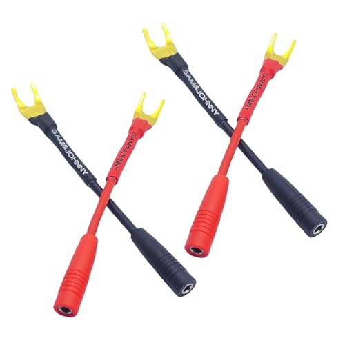 Sam&Johnny Vergoldeter 45-Grad-Flachstecker auf 4-mm-Bananenbuchse, Lautsprecherkabel für Lautsprecher und Verstärker, gelötete Konstruktion, 4 Stück à 7,6 cm Sam&Johnny Vergoldeter 45-Grad-Flachstecker auf 4-mm-Bananenbuchse, Lautsprecherkabel für Lautsprecher und Verstärker, gelötete Konstruktion, 4 Stück à 7,6 cm von Sam&Johnny