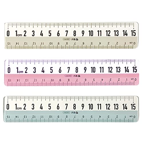SamHeng 3 Stück Transparent Straight Lineal mit Extra Groß Klare Skala, 6 Zoll Kunststoff Lineale 15cm Bruchfest Zeichnungsvorlage Messgerät für Kinder Briefpapier Schulversorgung (Farbe Zufällig) von SamHeng