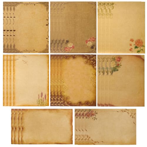 SamHeng 32 Blatt Briefpapier Vintage Papier A5 Retro Europäischer Stil Kraftpapier Bedruckbar Blumenmuster Schreibpapier für DIY Bastelprojekte Einladungen Gedicht Hause Schule Bürobedarf SamHeng 32 Blatt Briefpapier Vintage Papier A5 Retro Europäischer Stil Kraftpapier Bedruckbar Blumenmuster Schreibpapier für DIY Bastelprojekte Einladungen Gedicht Hause Schule Bürobedarf von SamHeng