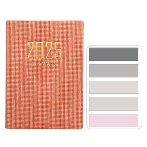 SamHeng Mini 2025 Taschenkalender, Klein PU-Leder Softcover Kalender A7 Terminplaner Terminkalender Wochenplaner Notizbuch Organizer mit Morandi Haftnotizen Seitenmarker (Rosa) von SamHeng
