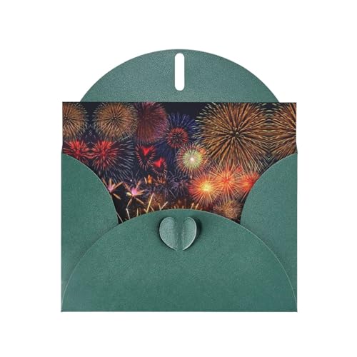 Dunkelgrüne elegante Feuerwerk-Druck-Grußkarte mit Umschlägen, perfekt für Geburtstag, Hochzeit, Valentinstag und mehr von SamLng