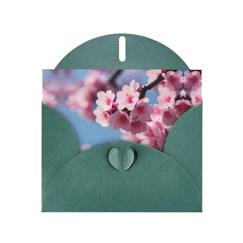 Dunkelgrüne elegante Grußkarte mit Kirschblüten Druck mit Umschlägen - perfekt für Geburtstag, Hochzeit, Valentinstag und mehr von SamLng
