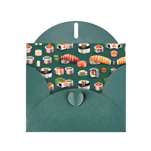 Dunkelgrüne elegante Sushi-Essensmuster-Druck-Grußkarte mit Umschlägen - perfekt für Geburtstag, Hochzeit, Valentinstag und mehr von SamLng
