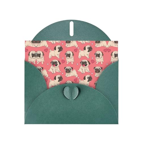 Dunkelgrüne elegante lustige Cartoon-Mops-Welpen-Grußkarte mit Umschlägen - perfekt für Geburtstag, Hochzeit, Valentinstag und mehr Dunkelgrüne elegante lustige Cartoon-Mops-Welpen-Grußkarte mit Umschlägen - perfekt für Geburtstag, Hochzeit, Valentinstag und mehr von SamLng