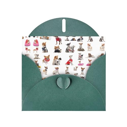 Dunkelgrüne elegante süße Chihuahua Mops Muster Druck Grußkarte mit Umschlägen - Perfekt für Geburtstag, Hochzeit, Valentinstag und mehr Dunkelgrüne elegante süße Chihuahua Mops Muster Druck Grußkarte mit Umschlägen - Perfekt für Geburtstag, Hochzeit, Valentinstag und mehr von SamLng