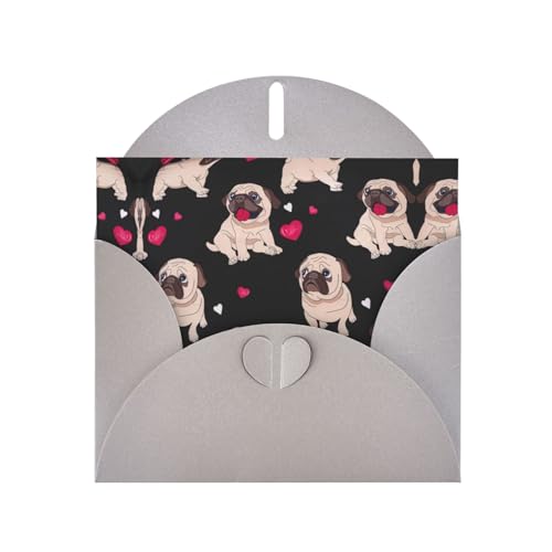 Graue, elegante Grußkarte mit niedlichem Mops-Druck, mit Umschlägen, perfekt für Geburtstag, Hochzeit, Valentinstag und mehr Graue, elegante Grußkarte mit niedlichem Mops-Druck, mit Umschlägen, perfekt für Geburtstag, Hochzeit, Valentinstag und mehr von SamLng
