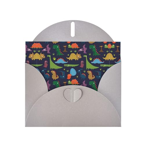 Graue elegante Dinosaurier-Palmblatt-Druck-Grußkarte mit Umschlägen, perfekt für Geburtstag, Hochzeit, Valentinstag und mehr von SamLng