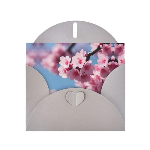 Graue elegante Grußkarte mit Kirschblüten und Umschlägen, perfekt für Geburtstag, Hochzeit, Valentinstag und mehr von SamLng
