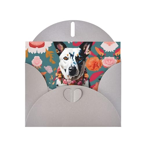 Graue elegante Grußkarte mit Rinderhund, Blumendruck, mit Umschlägen, perfekt für Geburtstag, Hochzeit, Valentinstag und mehr Graue elegante Grußkarte mit Rinderhund, Blumendruck, mit Umschlägen, perfekt für Geburtstag, Hochzeit, Valentinstag und mehr von SamLng