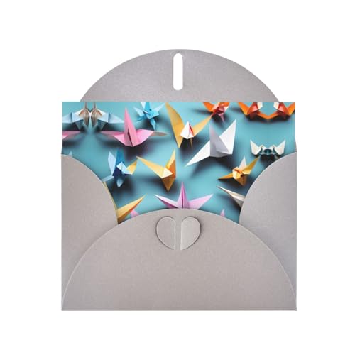 Graue elegante Origami-Papierkranich-Grußkarte mit Umschlägen, perfekt für Geburtstag, Hochzeit, Valentinstag und mehr von SamLng