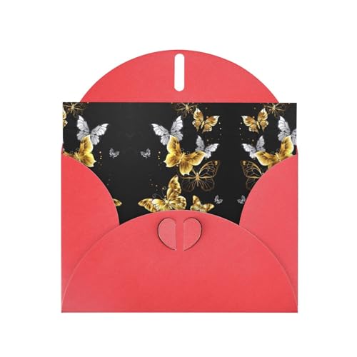 Grußkarte mit Umschlägen, elegant, goldfarben, weiße Schmetterlinge, schwarz, bedruckt, ideal für Geburtstag, Hochzeit, Valentinstag und mehr Grußkarte mit Umschlägen, elegant, goldfarben, weiße Schmetterlinge, schwarz, bedruckt, ideal für Geburtstag, Hochzeit, Valentinstag und mehr von SamLng
