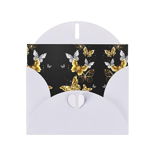 Grußkarte mit Umschlägen, elegant, goldfarben, weiße Schmetterlinge, schwarz, bedruckt, perfekt für Geburtstag, Hochzeit, Valentinstag und mehr Grußkarte mit Umschlägen, elegant, goldfarben, weiße Schmetterlinge, schwarz, bedruckt, perfekt für Geburtstag, Hochzeit, Valentinstag und mehr von SamLng