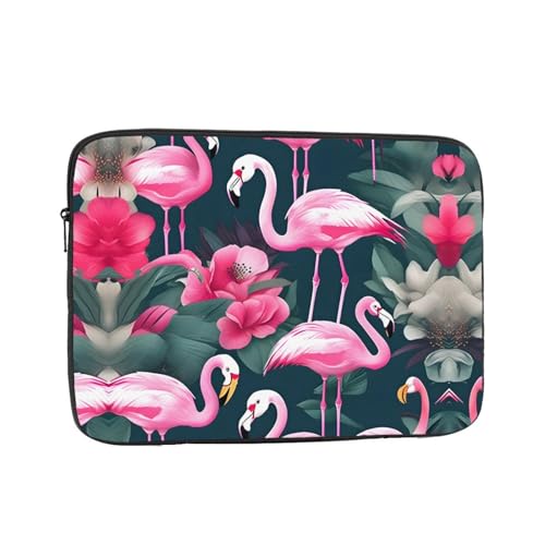 Laptop-Hülle mit Flamingo-Blumendruck, schlanke und leichte Computerhülle, passend für 10-43 cm (10-17 Zoll) Laptops, perfekt für Reisen von SamLng