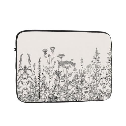 Laptophülle mit Blumen-Kräuter-Gravur, schlanke und leichte Computerhülle, passend für 12-43 cm (10-17 Zoll) Laptops, perfekt für Reisen von SamLng