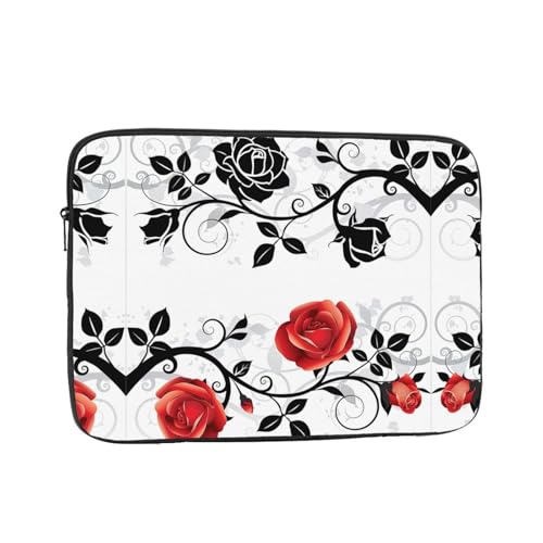 Laptophülle mit Blumenmotiv und Blättern, Frühlingsdruck, schlanke und leichte Computerhülle, passend für 12-43 cm (10-17 Zoll) Laptops, perfekt für Reisen von SamLng