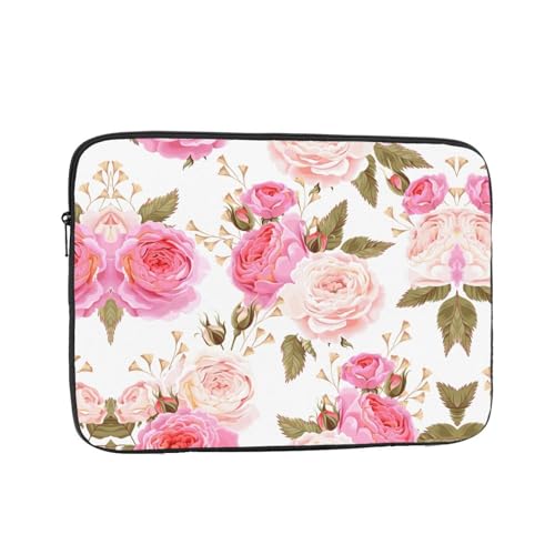 Laptophülle mit Blumenmuster, Rosenmuster, rosa Druck, schlanke und leichte Computerhülle, passend für 10-43 cm (10-17 Zoll) Laptops, perfekt für Reisen von SamLng