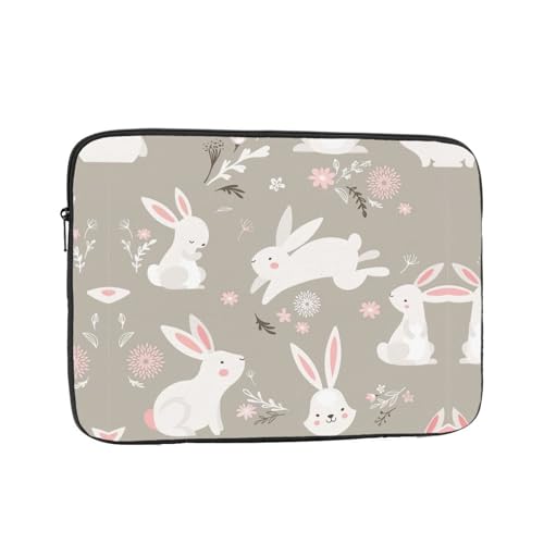 Laptophülle mit Osterhasen-Blumendruck, schlanke und leichte Computerhülle, passend für 12-43 cm (10-17 Zoll) Laptops, perfekt für Reisen von SamLng