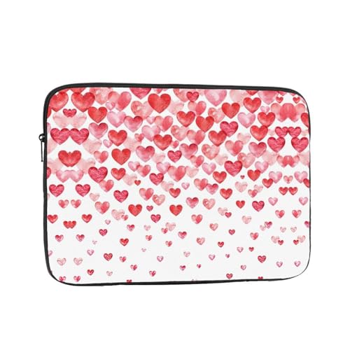 Laptophülle mit fallenden roten Herzen, schlanke und leichte Computerhülle, passend für 12-43 cm (10-17 Zoll) Laptops, perfekt für Reisen von SamLng