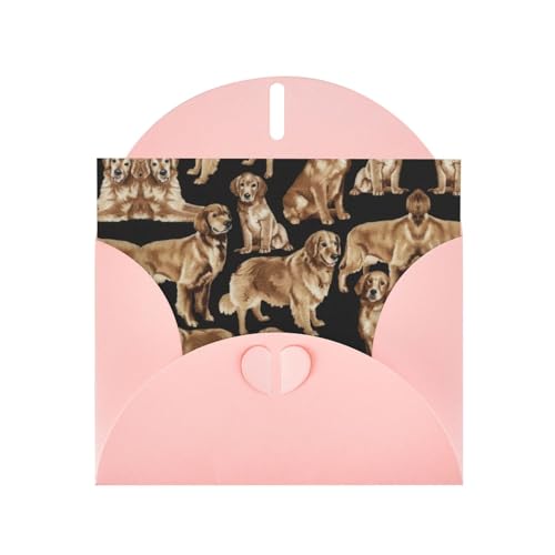 Rosa Elegante Golden Retrievers Print Grußkarte mit Umschlägen - Perfekt für Geburtstag, Hochzeit, Valentinstag und mehr von SamLng