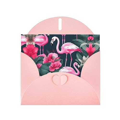 Rosa elegante Flamingo-Blumendruck-Grußkarte mit Umschlägen, perfekt für Geburtstag, Hochzeit, Valentinstag und mehr von SamLng