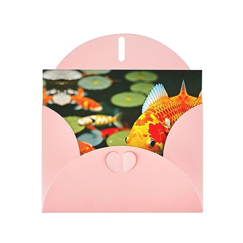 Rosa elegante japanische hübsche Koi-Fisch-Druck-Grußkarte mit Umschlägen, perfekt für Geburtstag, Hochzeit, Valentinstag und mehr von SamLng