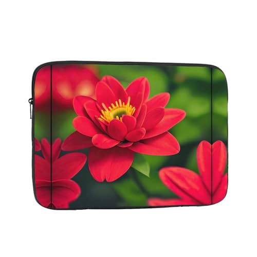Rote Laptophülle mit schönem Blumendruck, schlanke und leichte Computerhülle, passend für 12-43 cm (10-17 Zoll) Laptops, perfekt für Reisen von SamLng