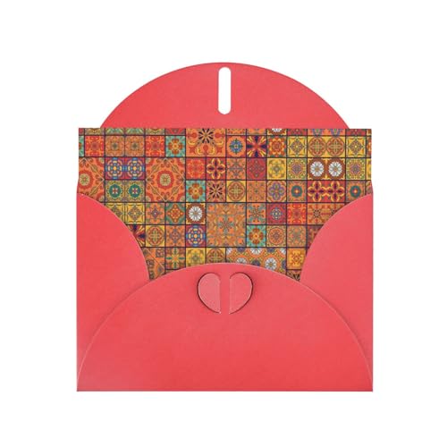 Rote elegante Gruppe marokkanischer geometrischer Druck Grußkarte mit Umschlägen, perfekt für Geburtstag, Hochzeit, Valentinstag und mehr von SamLng