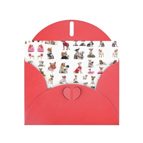 Rote elegante süße Chihuahua Mops Muster Druck Grußkarte mit Umschlägen - Perfekt für Geburtstag, Hochzeit, Valentinstag und mehr Rote elegante süße Chihuahua Mops Muster Druck Grußkarte mit Umschlägen - Perfekt für Geburtstag, Hochzeit, Valentinstag und mehr von SamLng