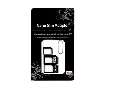 Nano SIM und Micro SIM Karten Adapter Set für Smartphone, Handy und Tablet: 4 in 1 Komplett Set, Mini Set mit Klicksicherung, 100% passgenau, Nano zu Micro, Nano zu Standard, Mikro zu Standard von Samcorn