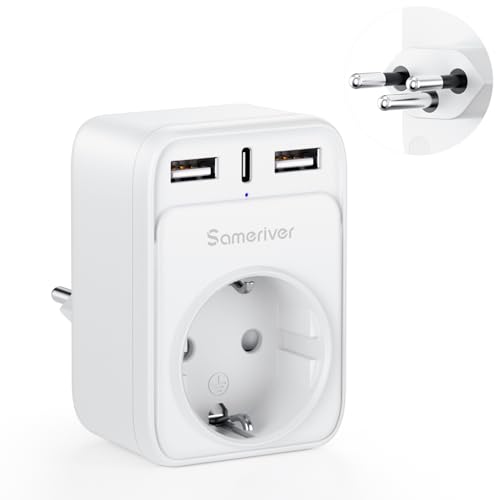 Reiseadapter Schweiz Adapter Deutschland Stecker Reisestecker Schweiz Reiseadapter mit 2 USB 1USB C (3A) Steckdosenadapter Typ J für Schweiz Malediven Ruanda Liechtenstein von Sameriver