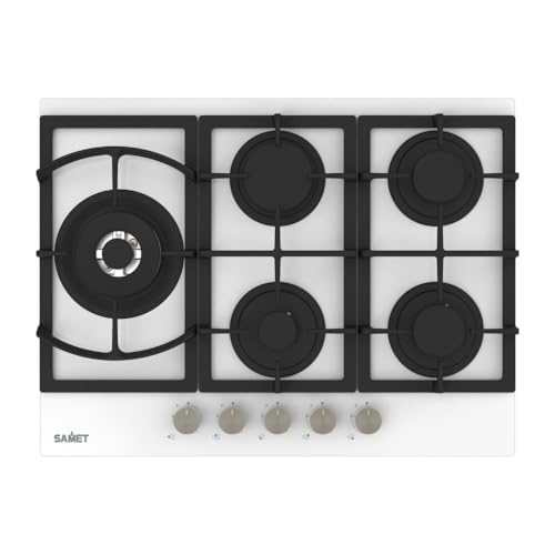5-Flammen-Gasherd aus weißem Glas 70 cm - Dafne70 von Samet