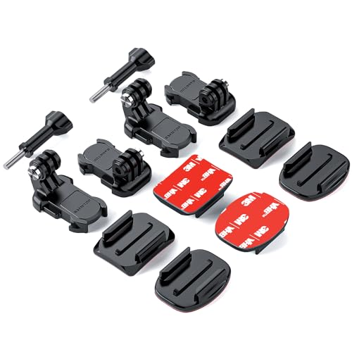 Sametop Klebepads Halterung 3M Helm Kleber Mount Klebehalterung Gebogene Zubehör Kompatibel mit GoPro Hero 12 11 10 Max 9 8 7 6 5 Session DJI Osmo Action Kameras (12 in 1) von Sametop