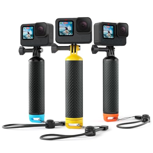 Sametop Schwimmender Handgriff Schwimmer Handler Floating Hand Grip Schwimmend Stick Zubehör Kompatibel mit GoPro Hero 13 12 11 10 9 8 7 6 5 4 Session Max DJI Osmo Action Kameras (Gelb) von Sametop