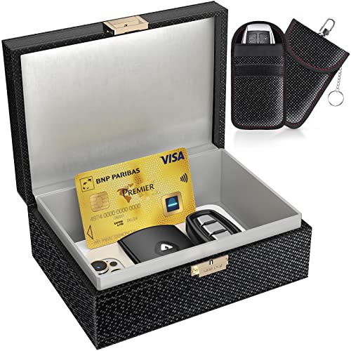 Samfolk Keyless Go Schutz Autoschlüssel Box & Schlüsseltasche, RFID Funkschlüssel Abschirmung Faraday Box für Autoschlüssel, Handy, Kreditkarten - Discoball von Samfolk