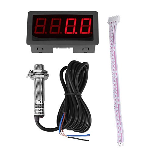Digitaler Drehzahlmesser - 4 Digitaler LED Drehzahlmesser Drehzahlmesser + Hall Näherungsschalter Sensor NPN (Farbe : Red) von Samfox