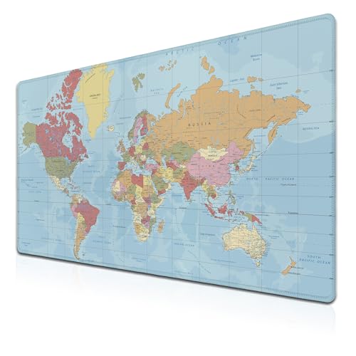 Samgula Desktop-Mauspad, Weltkarte, komplettes Schreibtisch-Mauspad, großes Mauspad, Computer-Pad, rutschfeste Gummiunterseite, wasserdicht mit genähten Kanten, 35,4 x 39,9 cm, für Samgula Desktop-Mauspad, Weltkarte, komplettes Schreibtisch-Mauspad, großes Mauspad, Computer-Pad, rutschfeste Gummiunterseite, wasserdicht mit genähten Kanten, 35,4 x 39,9 cm, für von Samgula