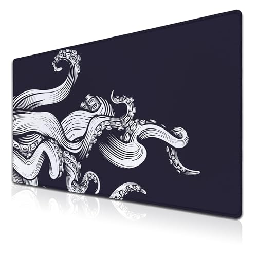 Samgula Gaming-Mauspad, schwarz, extra große Mauspads, Computertisch-Zubehör für Herren, Computer-Matten, Mauspad, XXL, rutschfeste Gummiunterseite, 90 x 40 cm, für Spielbüro, Oktopus Samgula Gaming-Mauspad, schwarz, extra große Mauspads, Computertisch-Zubehör für Herren, Computer-Matten, Mauspad, XXL, rutschfeste Gummiunterseite, 90 x 40 cm, für Spielbüro, Oktopus von Samgula
