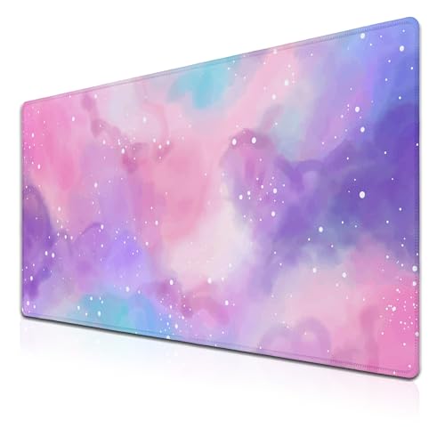 Samgula Großes Gaming-Mauspad, rosa lila, Schreibtischunterlage für Damen, Gaming-Mauspad für PC, Gaming-Mauspad, wasserdichte Gaming-Mauspad, rutschfeste Gummibasis, 90 x 40 cm, für von Samgula