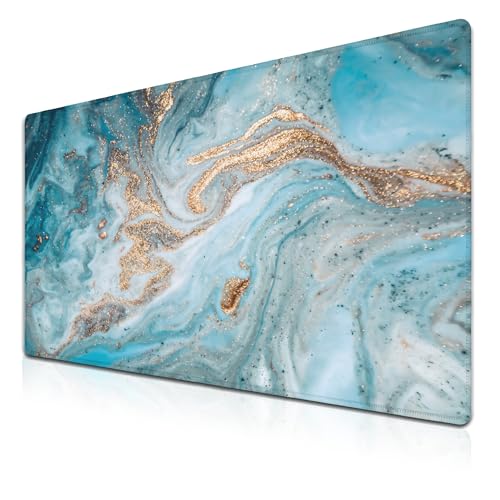 Samgula Goldenes Gaming-Mauspad, extra großes Mauspad, Schreibtisch-Pad, wasserdicht, rutschfeste Gummiunterseite, 89,9 x 40 cm, für Arbeit/Spiel, Türkis, gemischte Acrylfarben Samgula Goldenes Gaming-Mauspad, extra großes Mauspad, Schreibtisch-Pad, wasserdicht, rutschfeste Gummiunterseite, 89,9 x 40 cm, für Arbeit/Spiel, Türkis, gemischte Acrylfarben von Samgula