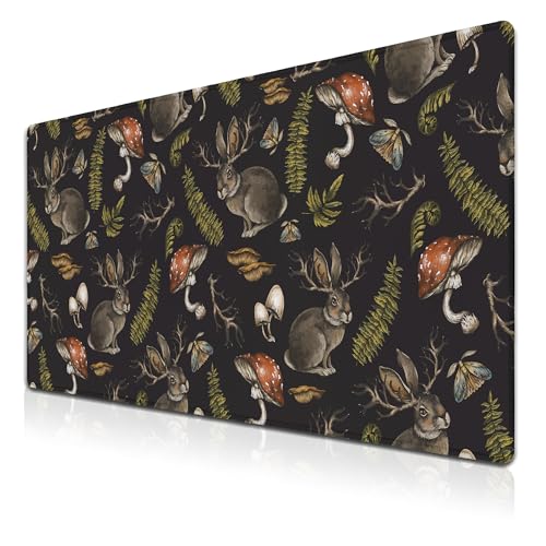 Samgula Große Mauspads, schwarz, Tastatur-Mauspad, Büro-Schreibtischunterlage, langes Gaming-Mauspad, rutschfeste Gummiunterseite, 35,4 x 39,9 cm, für Arbeit/Spiel/Büro, mystischer Hase mit Hörnern, Samgula Große Mauspads, schwarz, Tastatur-Mauspad, Büro-Schreibtischunterlage, langes Gaming-Mauspad, rutschfeste Gummiunterseite, 35,4 x 39,9 cm, für Arbeit/Spiel/Büro, mystischer Hase mit Hörnern, von Samgula
