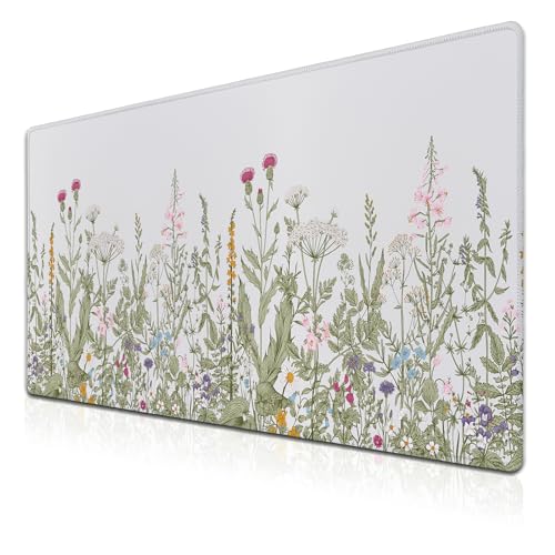 Samgula Großes Mauspad, Wildblumen-Schreibtischunterlage, Büro-Mauspad, Tastatur-Mauspad, übergroßes Mauspad, rutschfeste Gummiunterseite, wasserdicht mit genähten Kanten, 80 x 40 cm, für Spielbüro, Samgula Großes Mauspad, Wildblumen-Schreibtischunterlage, Büro-Mauspad, Tastatur-Mauspad, übergroßes Mauspad, rutschfeste Gummiunterseite, wasserdicht mit genähten Kanten, 80 x 40 cm, für Spielbüro, von Samgula
