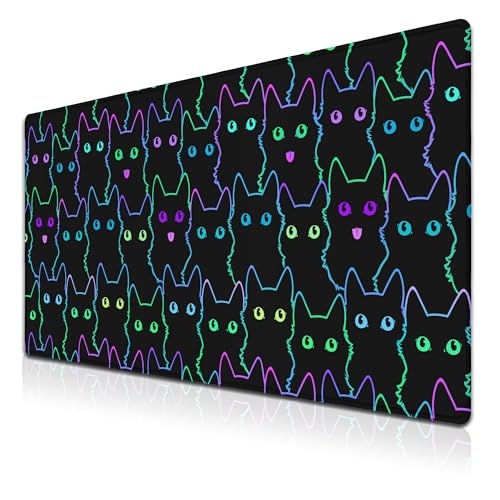 Samgula Großes Mauspad, schwarz, lila, Computer-Mauspads, Tastaturunterlage, wasserdicht, rutschfeste Gummiunterseite, 90 x 40 cm, für Spielbüro, Cartoon-Katze mit Neon-Linien-Design Samgula Großes Mauspad, schwarz, lila, Computer-Mauspads, Tastaturunterlage, wasserdicht, rutschfeste Gummiunterseite, 90 x 40 cm, für Spielbüro, Cartoon-Katze mit Neon-Linien-Design von Samgula