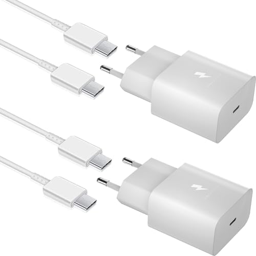 2 Stück 15W USB Ladegerät Stecker, Schnellladegerät Netzteil mit Typ C Kabel kompatibel mit Samsung Galaxy A52,A52S,A53,A33,S21,S20 FE,S10,S9,S8 Plus,Z Flip3,Z Fold3,M53 5G, und andere Smartphones von Samneer