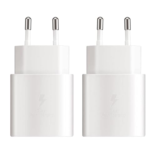 2 Stück 25W Schnellladegerät USB C，für Samsung Galaxy S20,S21 FE S21 Ultra,S22 5G,Note20,A52S,A53,A72,M53,Z Fold3,Fold4,Flip 3,Flip 4,Super Fast Charging Ladegerät Netzteil Type C (Weiß) von Samneer