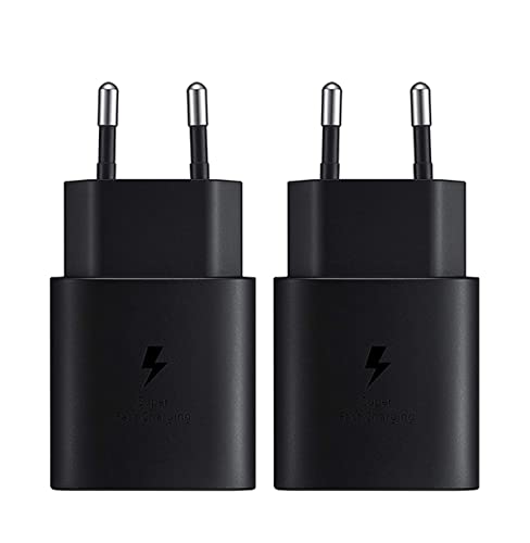 2 Stück 25W Schnellladegerät USB C für Samsung Galaxy S20,S21 FE S21Ultra,S22 5G,Note20,A52S,A53,A72,M53,Z Fold3,Fold4,Flip 3,Flip 4, Super Fast Charging Ladegerät Netzteil Type C (Schwarz) von Samneer