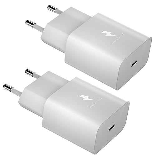 2 Stück USB-C Ladegerät Stecker, AFC Schnellladegerät Netzteil kompatibel mit Samsung Galaxy A13,A52,A52S,A53,S21,S20 FE,S10,S9,S8 Plus,S7,S6 Edge,S5,S4,Z Flip3,Z Fold3, und andere Smartphones-Weiß von Samneer