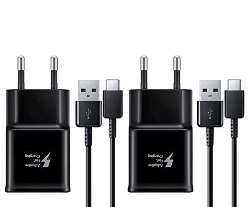 2 Stück USB Ladegerät Stecker, Schnellladegerät Netzteil mit USB C Kabel kompatibel mit Samsung Galaxy A52,A52S,A53,A33,S21,S20 FE,S10,S9,S8 Plus,Z Flip3,Z Fold3,M53 5G, und andere Smartphones von Samneer