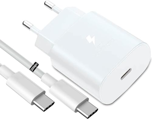 25W Ladegerät USB C, Schnellladegerät PD 3.0 Ladestecker mit Schnellladekabel 2.0m Netzteil für Samsung Galaxy S23/S22/S21 Ultra/S21+/S20/Note20/S10/S S24 Max Handy Ladegeräte von Samneer